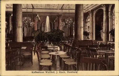 Ak Hamburg Mitte Altstadt, Kaffeehaus Wallhof, Innenansicht