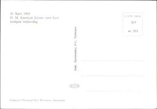 Ak Königin Juliana der Niederlande, Koninginnedag 1969, Bernhard, Beatrix, Prinzen, Prinzessinnen