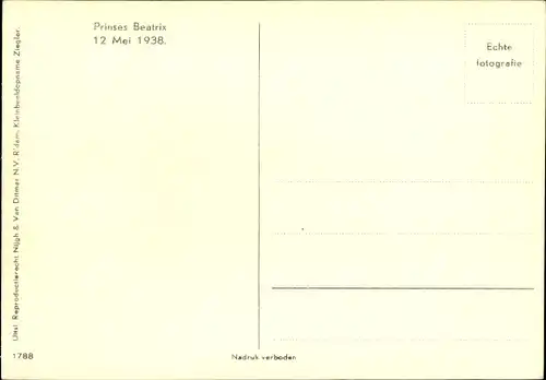 Ak Prinzessin Beatrix der Niederlande als Baby, 1938