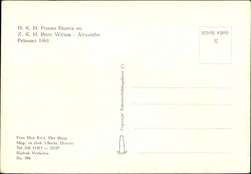 Ak Prinzessin Beatrix der Niederlande, Prinz Willem Alexander, 1968