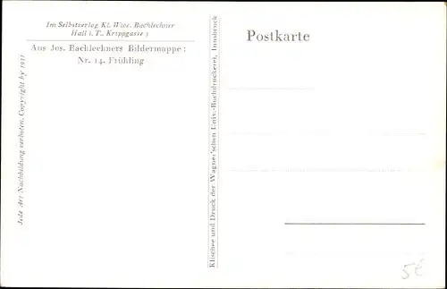 Künstler Ak Bachlechner, Jos., Nr. 14, Frühling, Wanderer