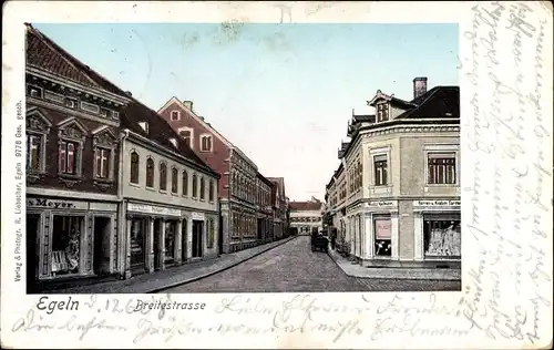 Golden Windows Leuchtfenster Ak Egeln im Salzlandkreis, Breitestraße, Geschäfte