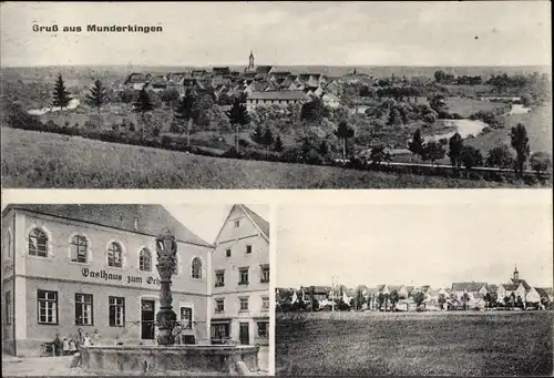 Ak Munderkingen an der Donau, Gasthaus zum Ochsen, Blick auf den Ort