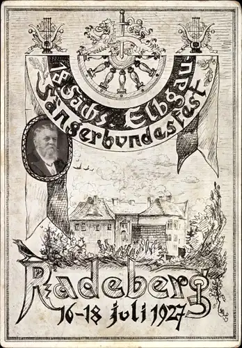 Ak Radeberg in Sachsen, 18. sächs. Elbgau Sängerbundesfest 1927
