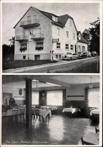 Ak Holzmaden in Baden Württemberg, Bahnhofhotel, Innenansicht, Autos