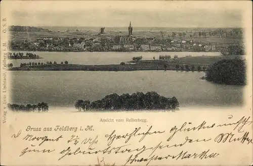 Ak Feldberg in Mecklenburg, Ansicht vom Reiherberg