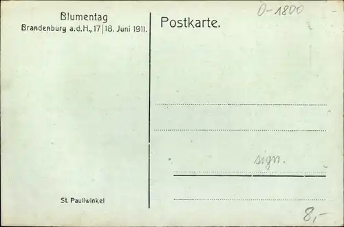 Künstler Ak Schwindt, Brandenburg an der Havel, Blumentag 1911