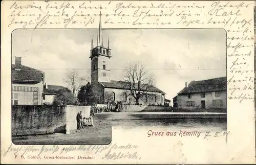 Ak Remilly Moselle, Platz, Kirche