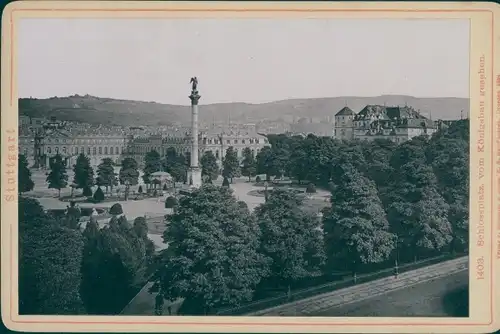 Kabinettfoto Stuttgart am Neckar, Schlossplatz vom Königsbau gesehen, um 1890