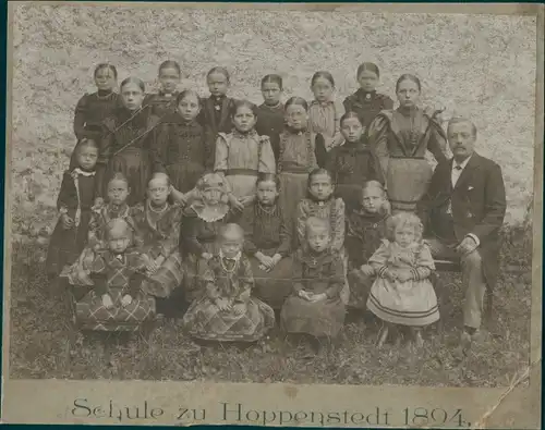 Kabinettfoto Hoppenstedt Osterwieck am Harz, Schulklasse, Lehrer, Schüler, Gruppenbild, 1894