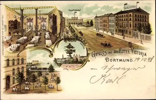 Litho Dortmund im Ruhrgebiet, Hauptbahnhof, Hotel Victoria