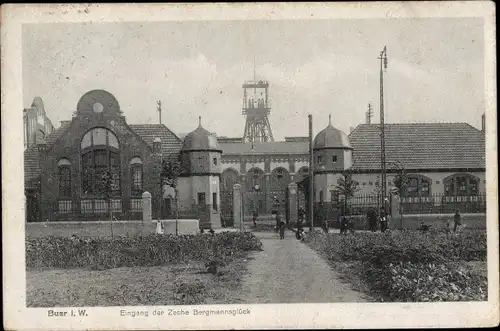 Ak Buer Gelsenkirchen im Ruhrgebiet, Zeche Bergmannsglück, Eingang