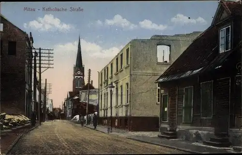 Ak Jelgava Mitau Lettland, Katholische Straße