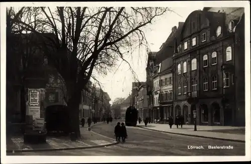 Ak Lörrach in Baden, Baslerstraße, Litfaßsäule