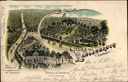 Litho Langenbruch Stadthagen im Kreis Schaumburg, Gasthaus am Bückeberge