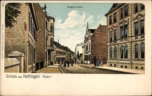 Litho Hattingen im Ennepe Ruhr Kreis, Partie in der Hegger Straße