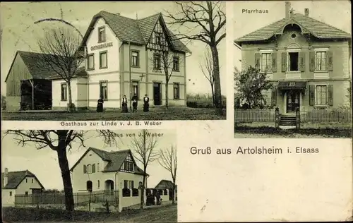 Ak Artolsheim Elsass Bas Rhin, Pfarrhaus, Gasthaus zur Linde