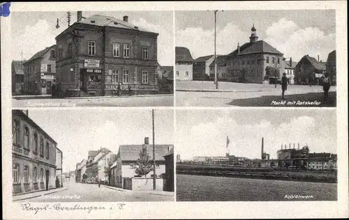 Ak Regis Breitingen Sachsen, Kohlenwerk, Markt, Ratskeller, Buchhandlung