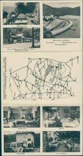 Landkarten Klapp Ak Gemünd Schleiden in der Eifel, Hotel Restaurant Seehof Urfttalsperre