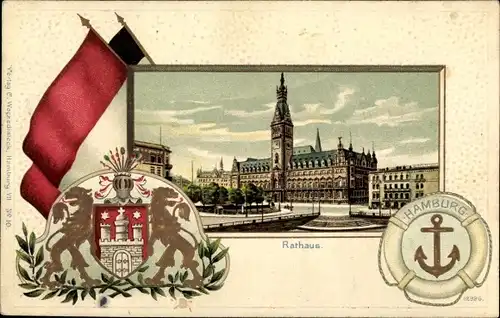 Präge Wappen Litho Hamburg Mitte Altstadt, Rathaus