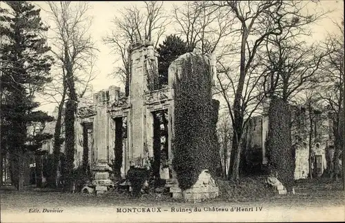 Ak Montceaux Seine et Marne, Ruines du Chateau d'Henri IV