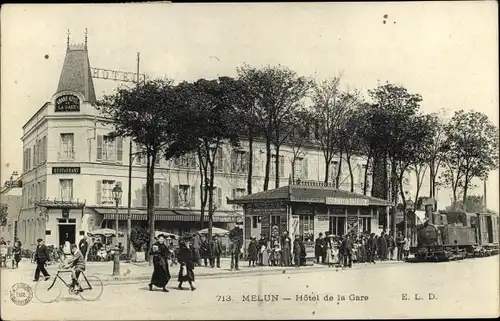 Ak Melun Seine et Marne, Hotel de la Gare