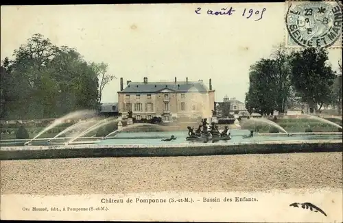 Ak Pomponne Seine et Marne, Chateau de Pomponne, Bassin des Enfants