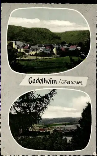 Ak Godelheim Höxter Oberweser, Blick hin zum Ort, Panorama