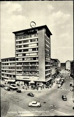 Ak Dortmund im Ruhrgebiet, Hansastraße mit Westfalenhaus