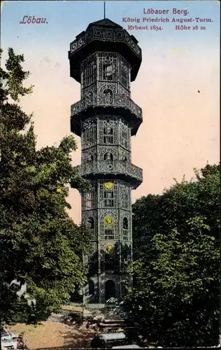Ak Löbau in Sachsen, König Friedrich August Turm auf dem Löbauer Berg