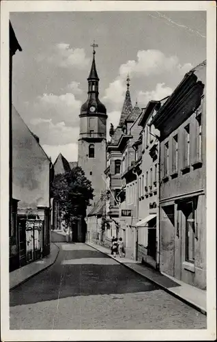 Ak Pulsnitz Sachsen, Kurze Gasse mit Nikolaikirche