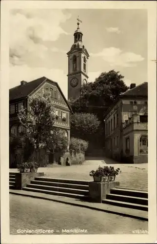 Ak Sohland Spree, Blick auf den Marktplatz, Kirche