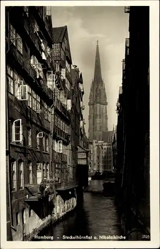 Ak Hamburg, Steckelhörnfleet und Nikolaikirche