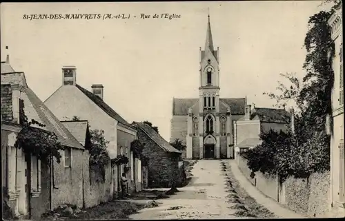Ak Saint Jean de Mauvrets Maine et Loire, Rue de l'Eglise
