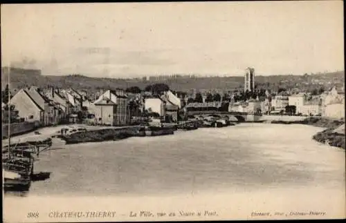 Ak Château Thierry Aisne, La Ville, vue du Nouveau Pont