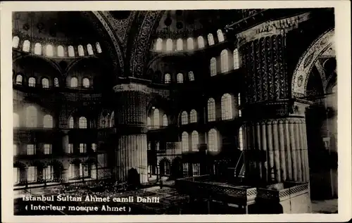 Ak Konstantinopel Istanbul Türkei, Interieur de Mosquee Ahmet