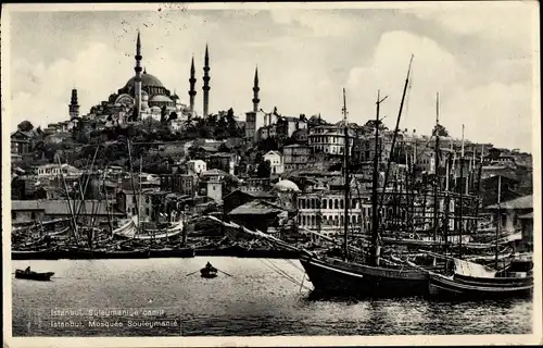 Ak Konstantinopel Istanbul Türkei, Süleyman Moschee, Segelschiff