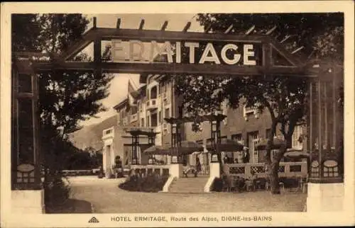 Ak Digne les Bains Alpes de Haute Provence, Hotel Ermitage, Route des Alpes