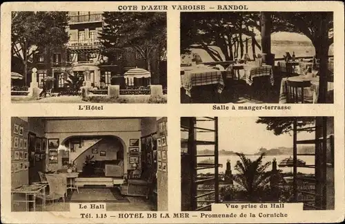 Ak Bandol sur Mer Var, Hotel de la Mer, Promenade de la Corniche, Salle a manger-terrasse, Le Hall