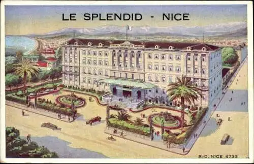 Künstler Ak Nice Nizza Alpes Maritimes, Le Splendid Hotel, Splendid Palace, Garten