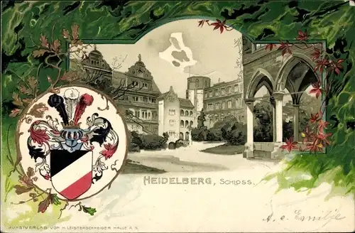 Präge Wappen Litho Heidelberg am Neckar, Schloss