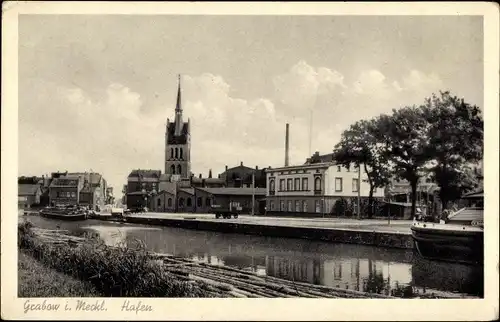 Ak Grabow in Mecklenburg, Hafenpartie