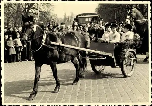 Foto Ak Ludwigsburg in Württemberg, Pferdemarkt Festzug, geschmückter Pferdewagen