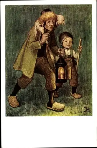 Künstler Ak Bachlechner, Jos., Nr. 6, Gang zur Krippe