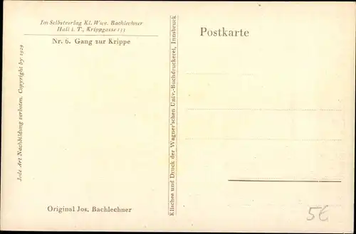 Künstler Ak Bachlechner, Jos., Nr. 6, Gang zur Krippe