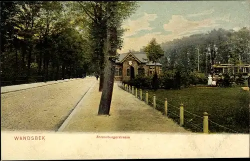 Ak Hamburg Wandsbek, Blick in die Ahrensburgerstraße, Straßenbahn