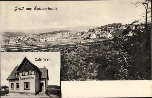 Ak Schnarrtanne Auerbach im Vogtland, Cafe Wettin, Panorama