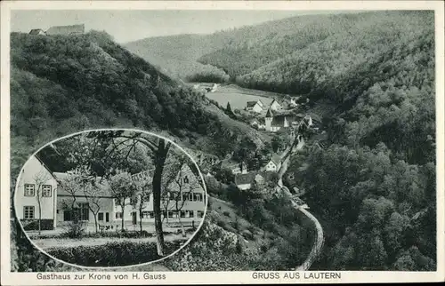 Ak Lautern Lautertal Odenwald, Gasthaus zur Krone, Blick auf den Ort