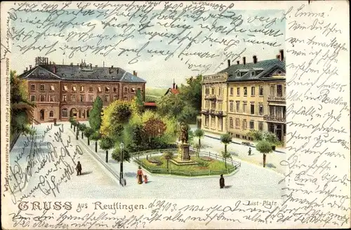 Litho Reutlingen in Württemberg, Liszt Platz, Denkmal