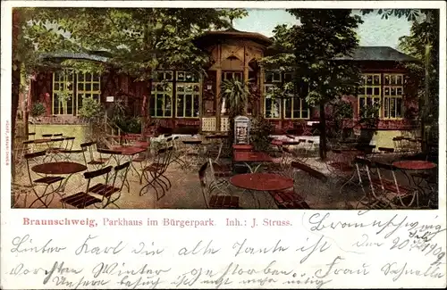 Ak Braunschweig in Niedersachsen, Parkhaus im Bürgerpark